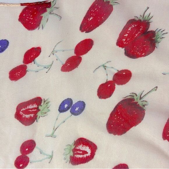 Strawberry blueberry raspberry berry design chiffon scarf 15” x 56” - Picture 2 of 7